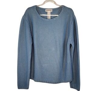 VTG Mendocino Womens Blue Cotton Knit‎ Sweater Textured Pullover Extra Large XL
